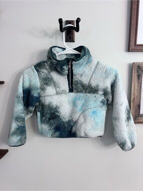 all in motion Kids Plush Sherpa Half-Zip Jacket - Blue & Green Tie-Dye